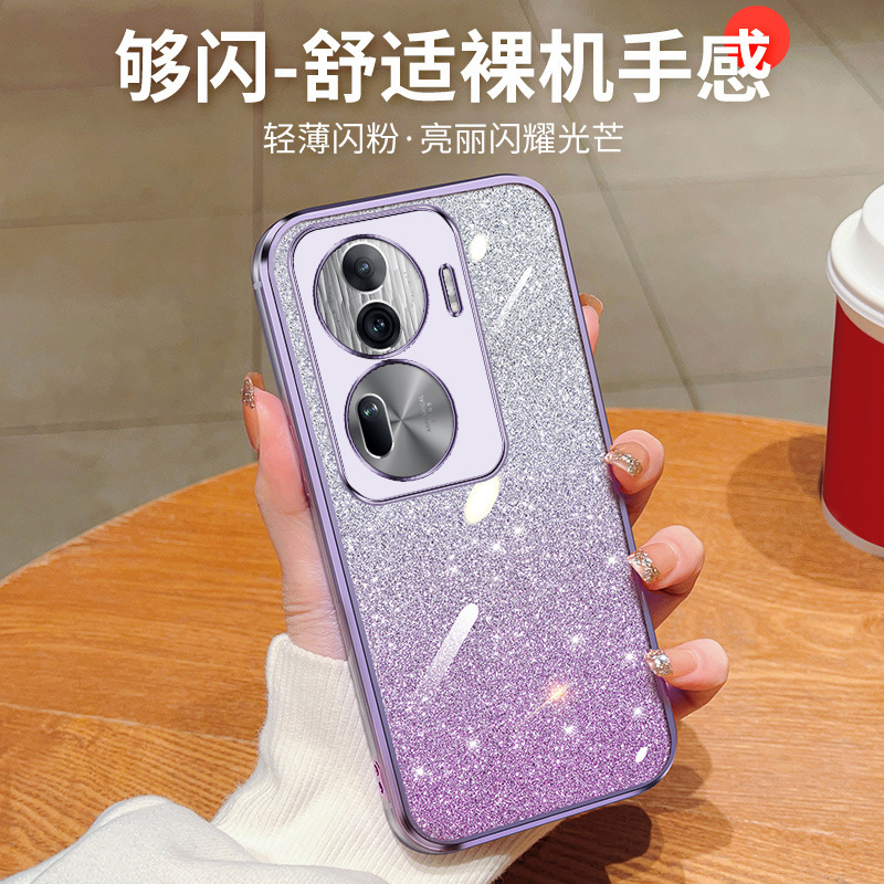 Opporeno14Pro Mobile Phone Case Is Suitable for Findx8 Silicone K12 Electroplating 13F Gradient Glitter 987 Protective Cover