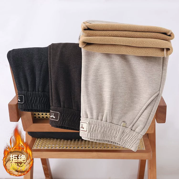 Осенние теплые бархатные брюки для мамы, для среднего возраста, oversize