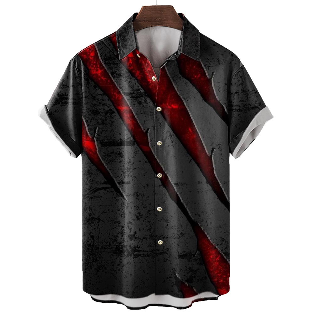 Tendencia de la moda para hombres Camisa de manga corta hawaiana Camisa estampada digital 3D Estilo explosivo transfronterizo de Amazon