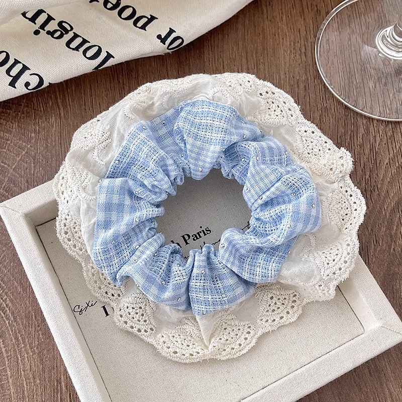 Anillo de cabello coreano de rayas de intestino grande de alta calidad para mujeres cuerdas de cabello lindas cuerdas de cabello de banda de goma de alta elasticidad cubierta de cabello