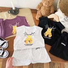 【福利包邮不退】夏季男童字母T恤男宝宝韩版短裤两件套潮BT107