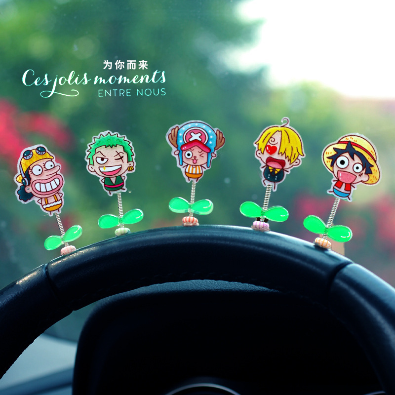 [Explosión] 2023 nuevas decoraciones pequeñas, accesorios interiores de automóviles, decoración de automóviles, sacudiendo la cabeza, adornos Luffy Anime One Piece