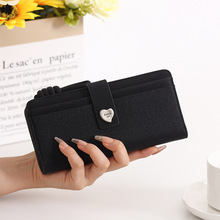 虹纳新款女士长款钱包日韩小清新爱心搭扣多卡位证件手拿包手机包