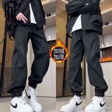 美式户外防水冲锋裤男冬季加绒加厚潮流工装宽松束脚休闲登山长裤