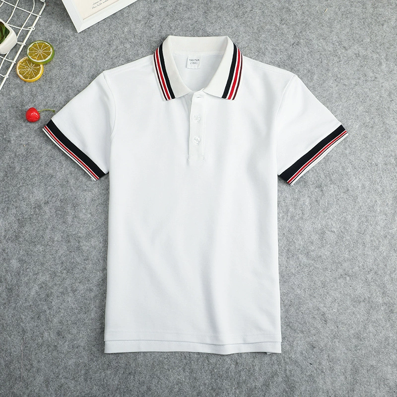 Детская футболка, голубой и белый polo, летняя форма для учащихся, с коротким рукавом