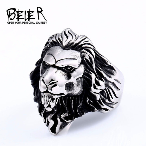 beier foreign trade stainless steel domineering lion men's ring wholesale cross-border trendy men's fashion animal titanium steel ring