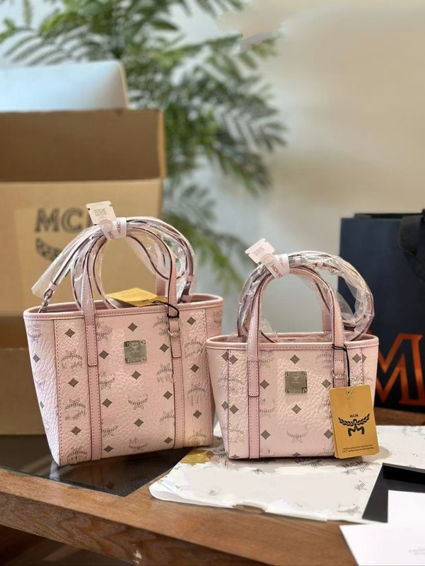 2025新款MC真皮印花菜篮子购物袋斜挎手提女包妈咪托特子母tote包|undefined