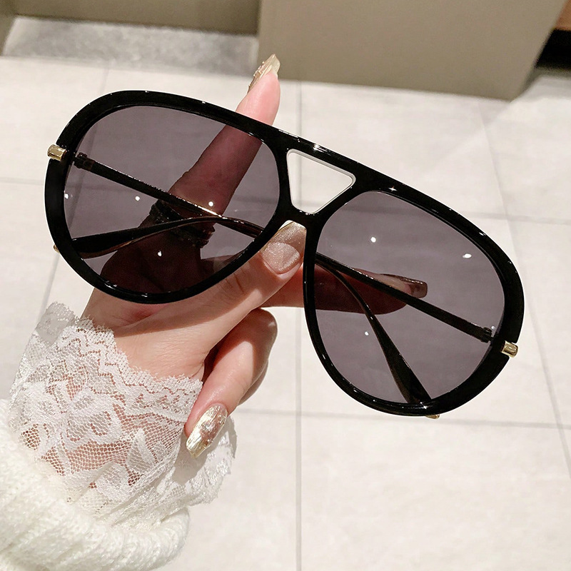 New Fashion Cross-Border Aviator Style Double Bridge Sunglasses European and American Style Trendy Street Style Concave Shape Personalized Sunglasses
