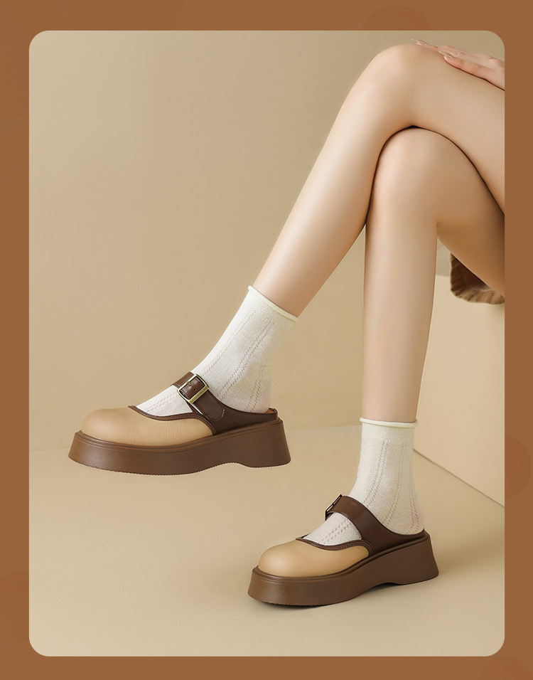 Dép sục Birken đế dày nữ bít mũi quai ngang — Nâu mơ KN77 chi tiết 16