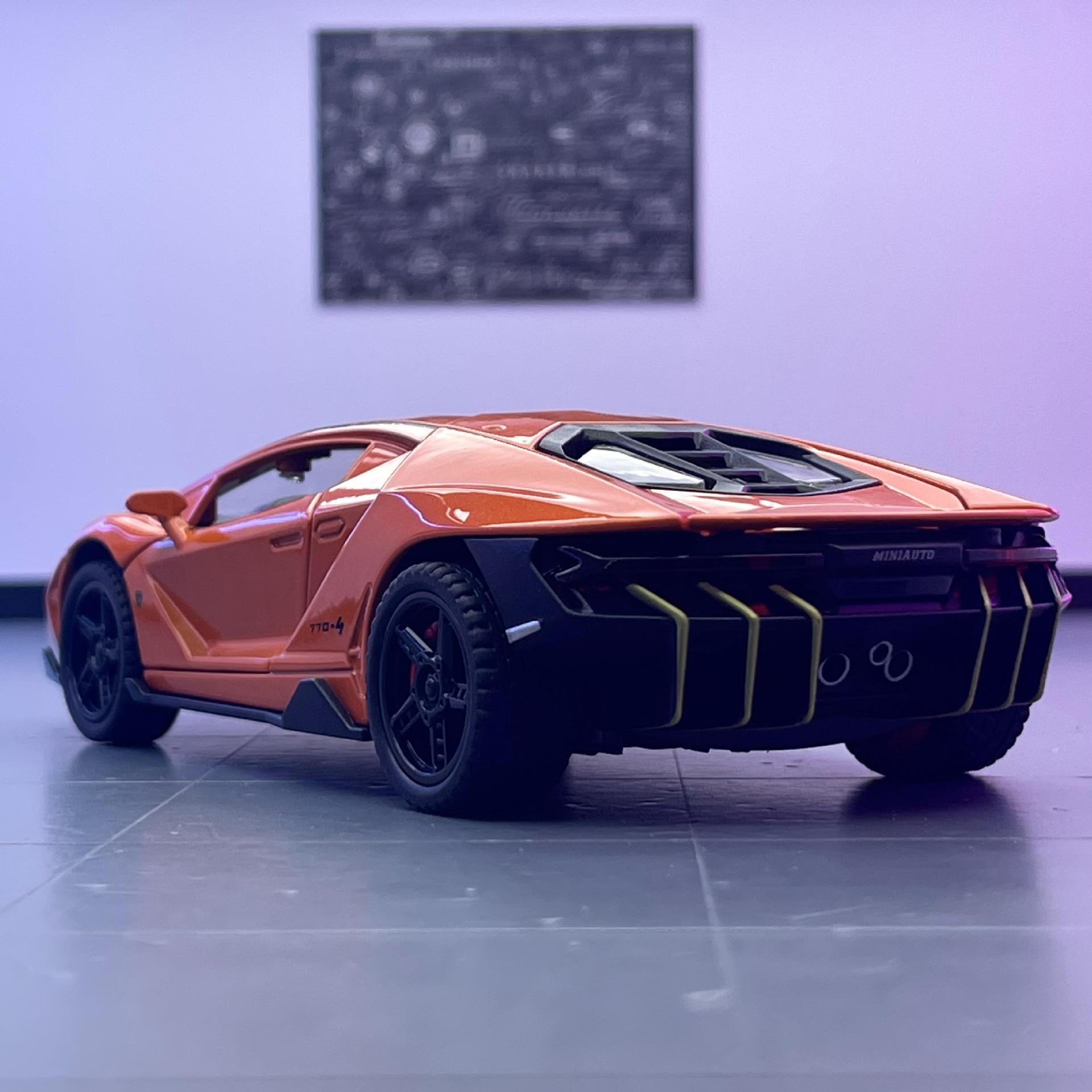 (A granel) Jianyuan aleación modelo de coche 1 a 32 Lanbo LP770 Tire hacia atrás el sonido y la luz de juguete coche deportivo Modelo de la música