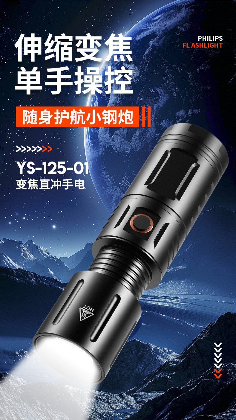 Cross-border ultra-bright flashlight, strong light laser beam, emergency rechargeable portable self-defense fixed-focus white laser flashlight
