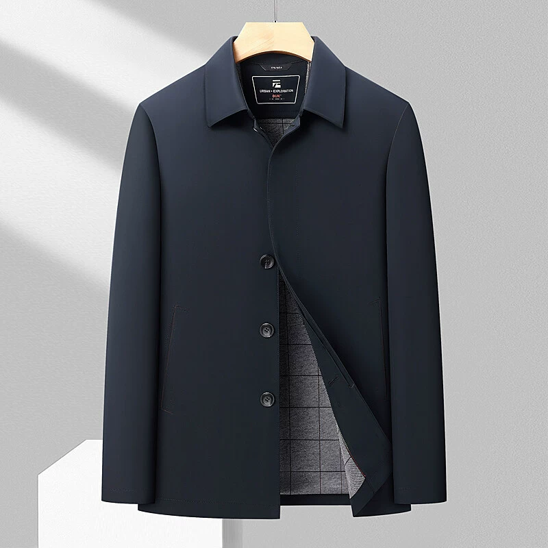 2025 Весна-Осень Новый мужской деловой повседневный пиджак средней длины с лацканами однобортный для пап среднего и пожилого возраста