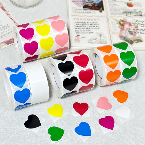 Manufacturer wholesale foreign trade blank love stickers self-adhesive rolls of heart-shaped sticker labels 500 pieces/roll