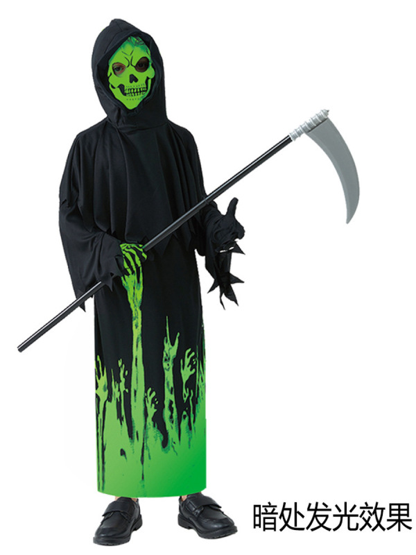 ハロウィーンパーティーコスプレ衣装暗闇の中で蛍光を発する死神児童鬼衣|undefined