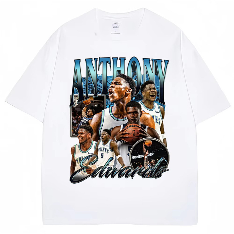 Gift T-Shirt Retro Basketball Men's T-Shirt T-Shirt Anthony Graphic Fan Men's Clothing Edwards Cotton High Street