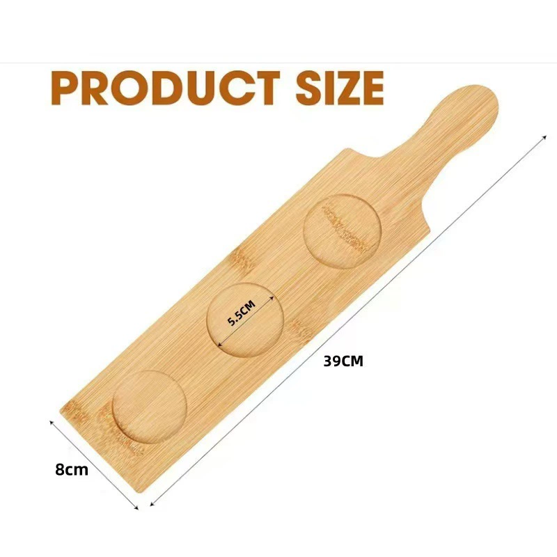Держатель для бокалов для вина из бамбука, креативный с ручкой, поднос для демонстрации пива с 3 слотами, держатель для чашек для дегустации, держатель для бокалов для вина