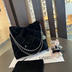 2025新款小香风牛仔布链条包复古时尚单肩女包大容量托特包购物袋