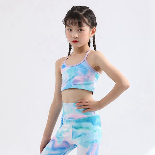 Cross-border summer girl children double-layer anti-embarrassing short-style beautiful back girl children yoga tops sports bras running dancing