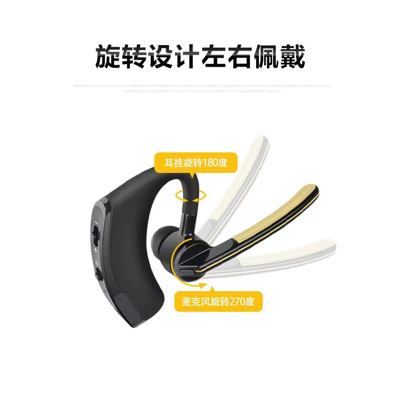 Гарнитура-гарнитура с заушной улиткой Earhook Bluetooth Headset V9/V8, Bluetooth 5.0, до 10 ч беспрерывной работы/прослушивания, носится слева и справа