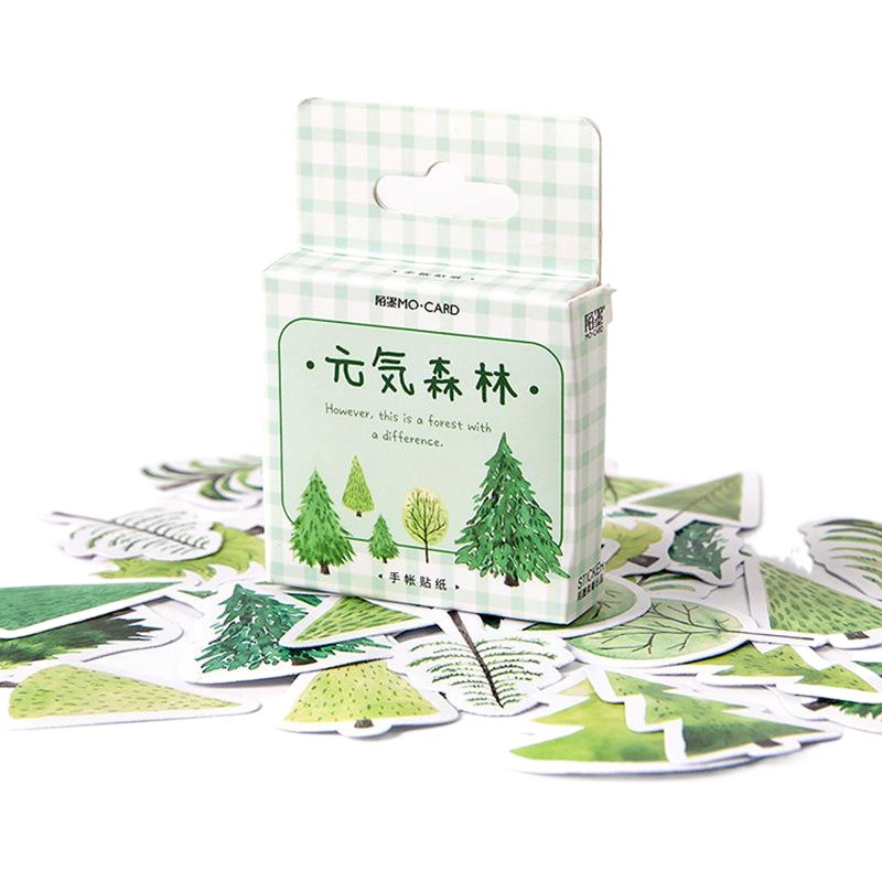 Mo mo en caja pegatinas vigoroso bosque creativo fresco diario decoración sellado pegatinas 45 unidades