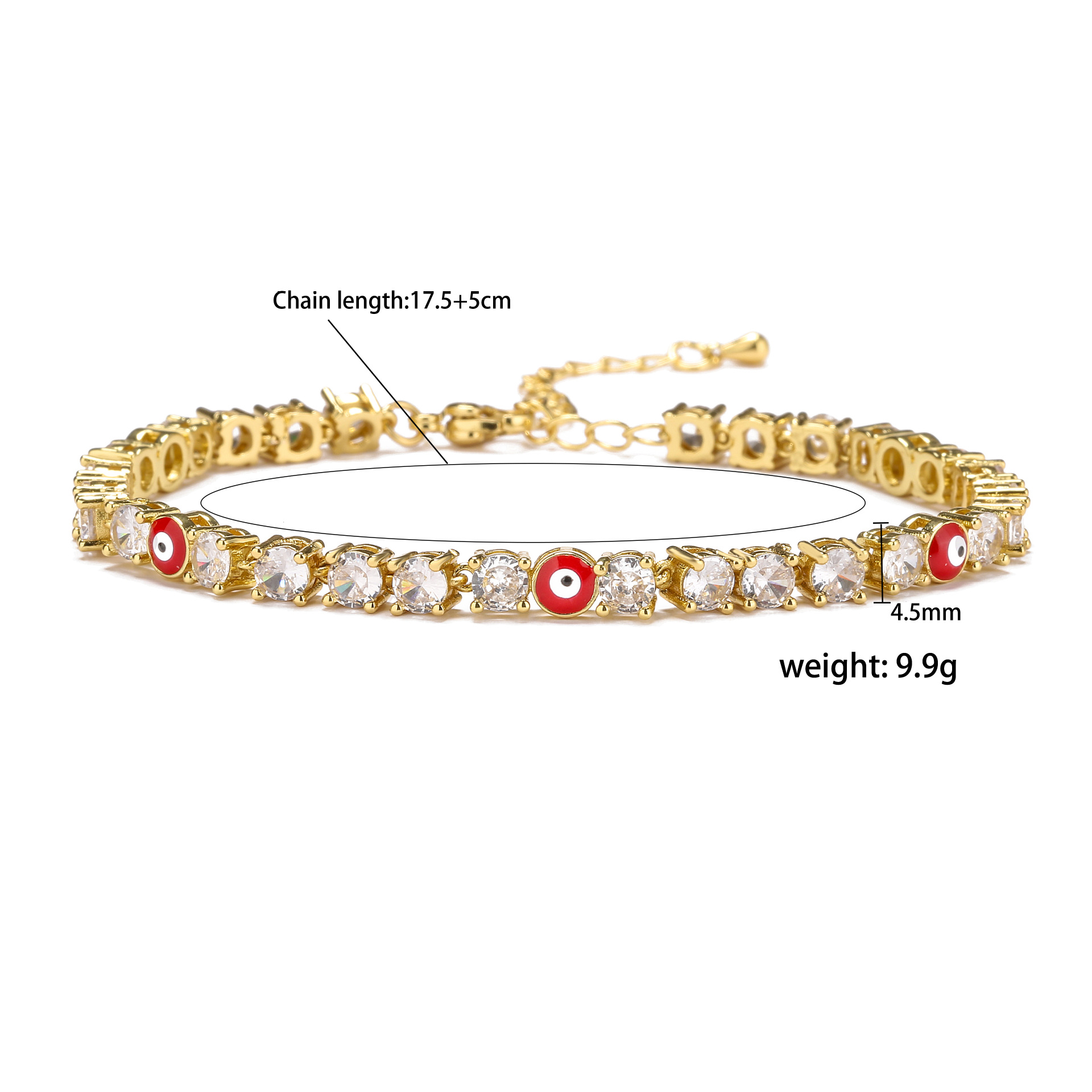 Fashion Devilu0027S Eye Copper Plating Inlay Zircon Bracelets 1 Piece