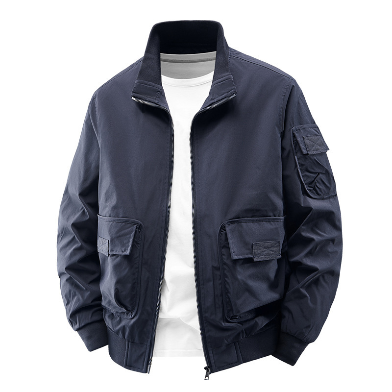 Spring and Autumn New American Fashion Retro Aviator Collar Jacket Unisex Jacket Baseball Suit Spring and Autumn New American Fashion Retro Aviator Collar Jacket Unisex Jacket Baseball Suit