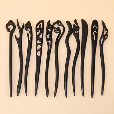 黑檀木发簪古风簪子简约现代盘发木簪木质发钗中国风汉服旗袍头饰