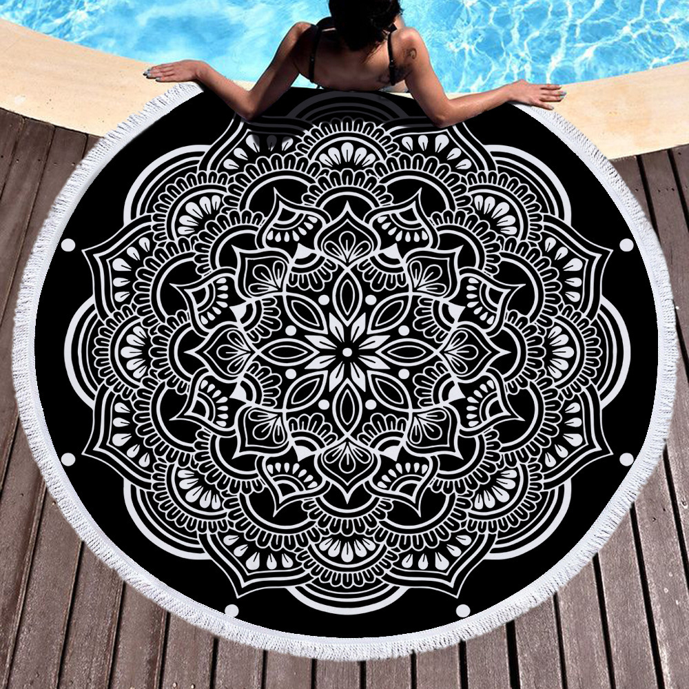 Nuevo estilo redondo Mandala estampado toalla de playa toalla de baño de microfibra cojín de patrón mandala