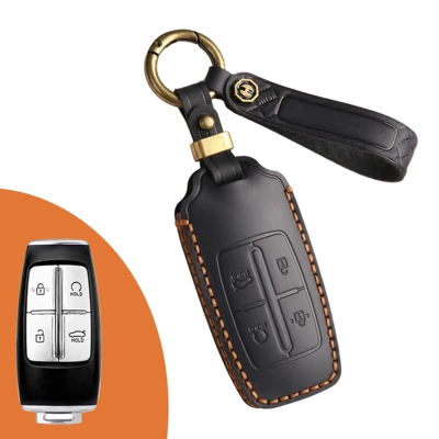Applicable to Genesis Genesis Key Case GV70 Genesis GV80/G90 Car High-grade Protective Case (Car key bag) - 4-keys-black