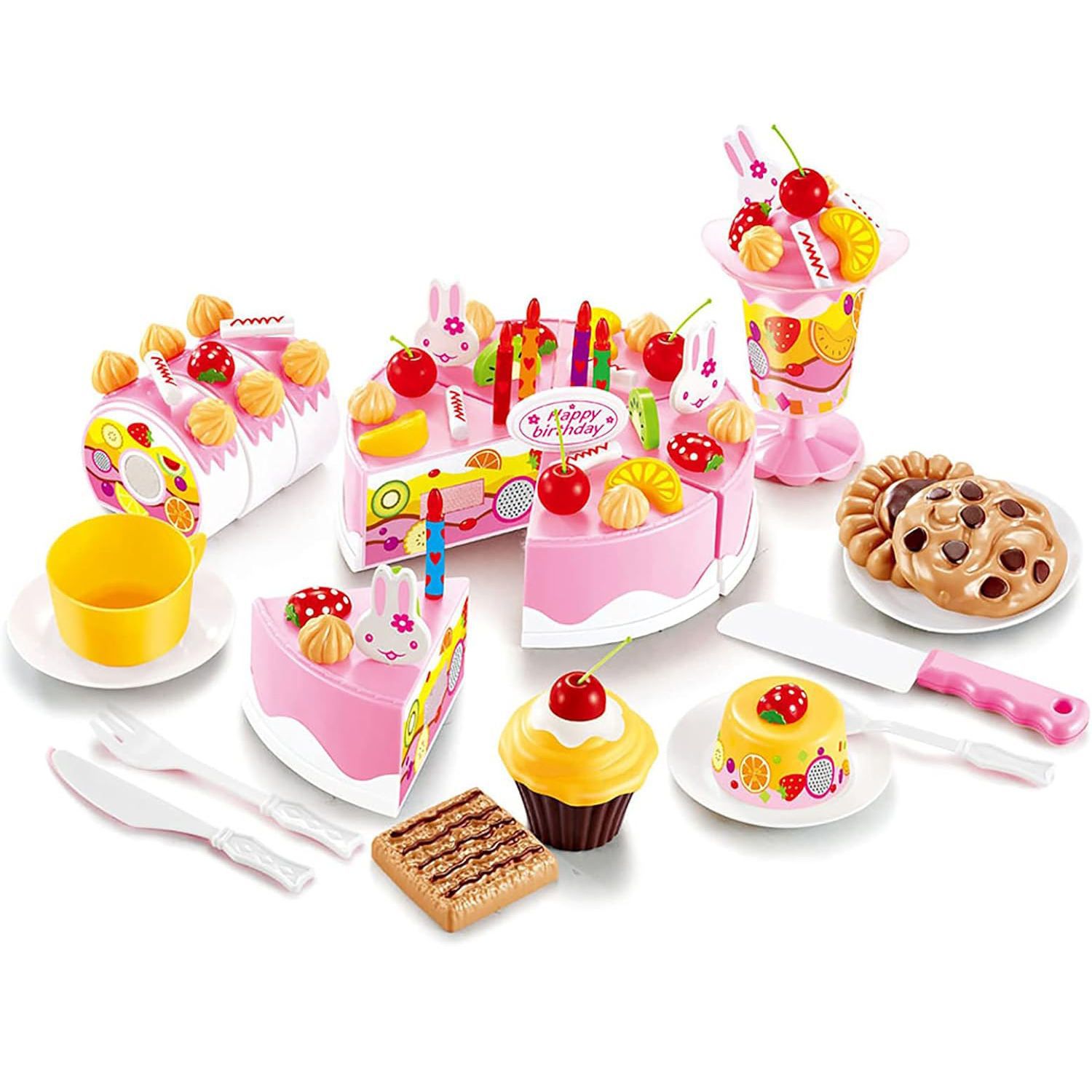 Simulación transfronteriza pastel de cumpleaños cortado feliz juguetes para niños Amazon pastel eléctrico DIY para niños y niñas