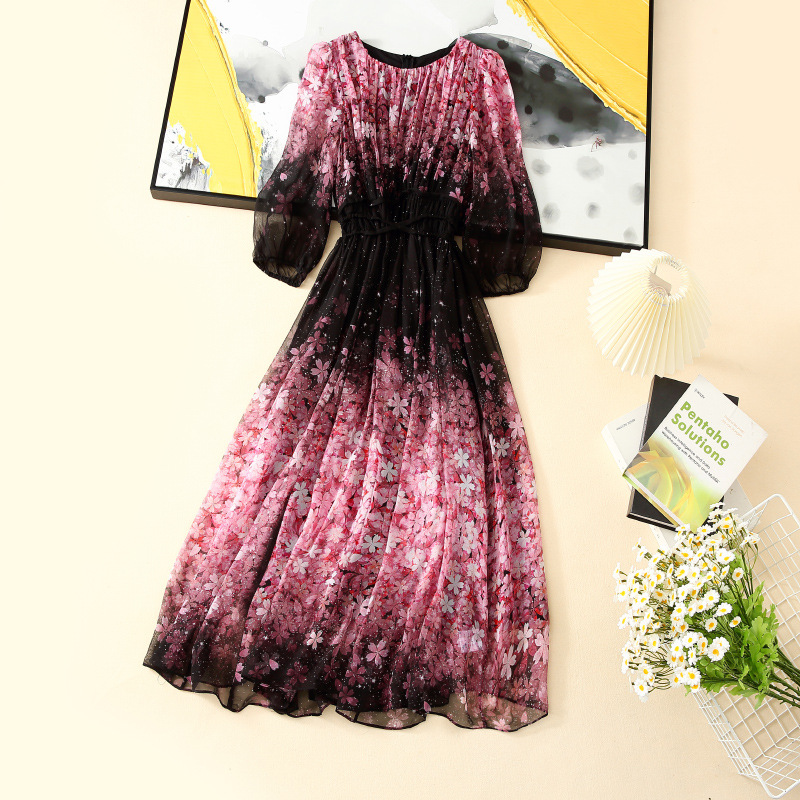 (Mới) Mã K5645 Giá 5180K: Váy Đầm Liền Thân Dáng Dài Nữ Wienn Hàng Mùa Hè Họa Tiết Hoa Thời Trang Nữ Chất Liệu Lụa Tơ Tằm G06 Sản Phẩm Mới, (Miễn Phí Vận Chuyển Toàn Quốc).