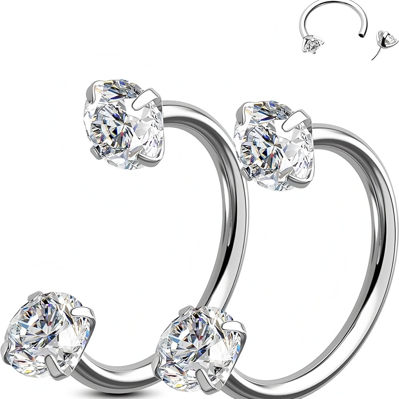Fashion 316 Medical-Grade Stainless Steel Barbell Horseshoe Nose Ring Popular Regular Seamless In-Stock Exquisite Nose Jewelry