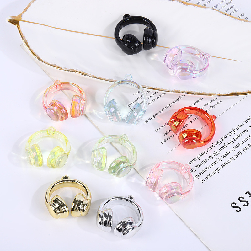 Manufacturer's In-Stock Sweet and Cool Acrylic Transparent Ab Color Earphone Pendant DIY Bracelet Necklace Semi-Finished Jewelry Accessories