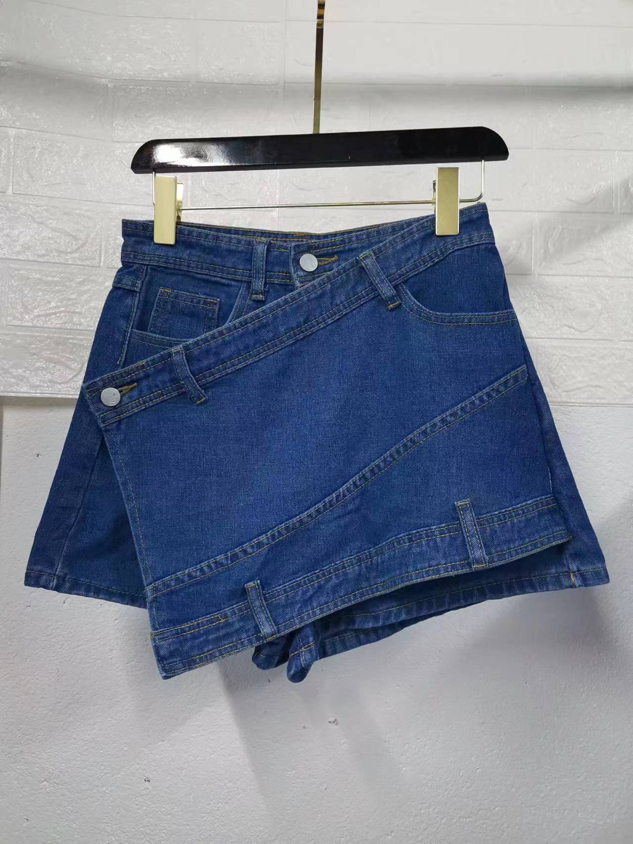 Women's High Waist A-line Denim Skort Summer Casual Wide Leg_voghion.com