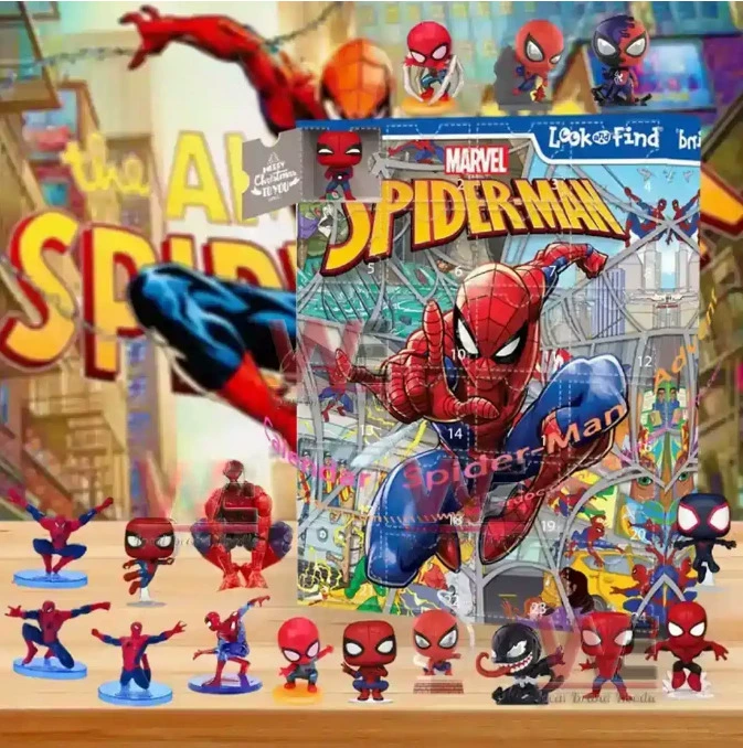Новый кросс-бордер продукт Marvel Spider-Man 2025 Advent Calendar Countdown Blind Box Рождественская елка украшение акриловая подвеска
