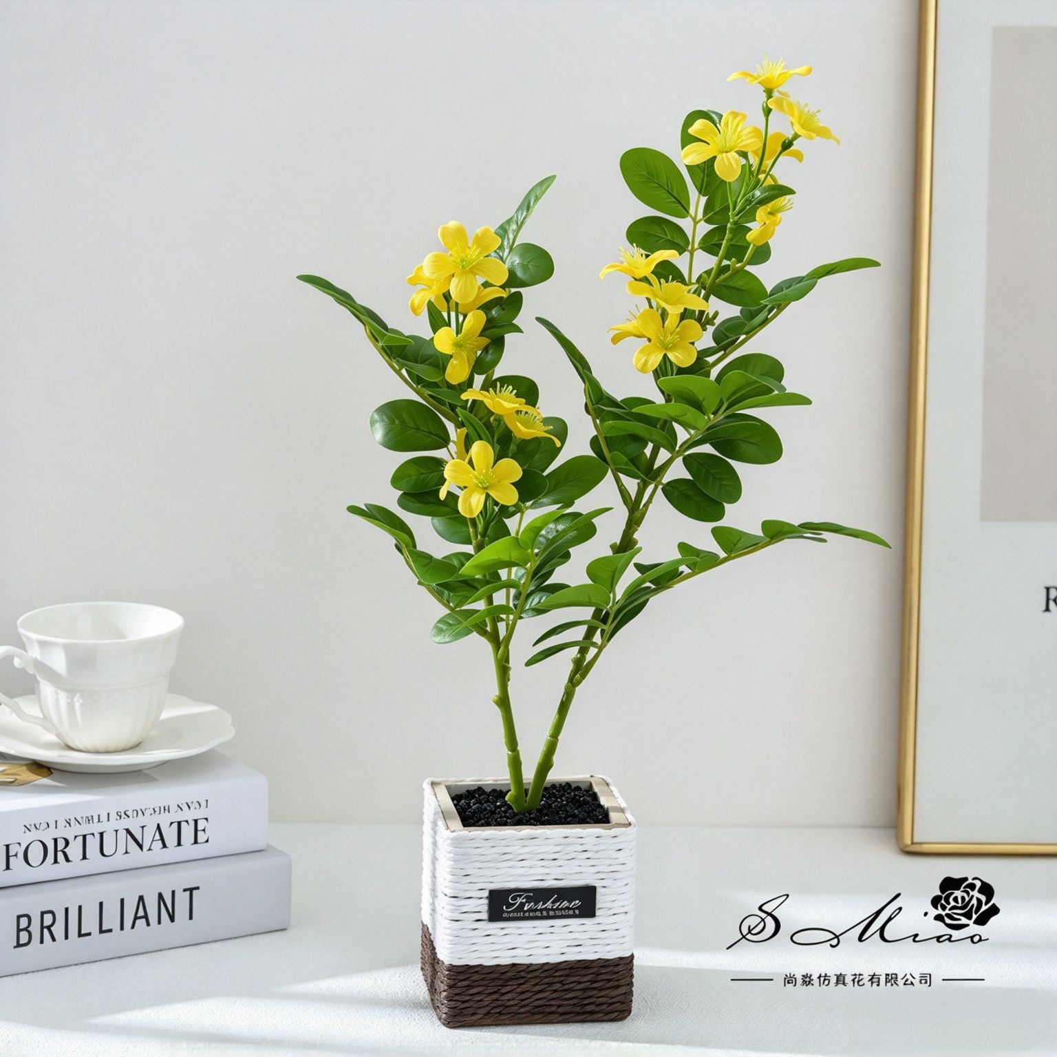 Dos tés de árboles, flores, bonsái, moda y creatividad, simulación de flores falsas en maceta, decoración del hogar, fotografía de bodas, adornos de flores artificiales image 4