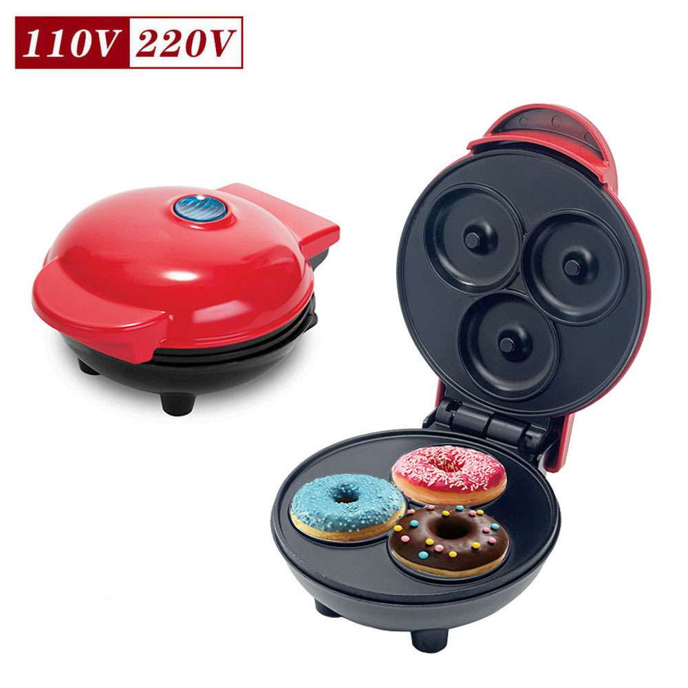 Cruz-frontera americana estándar 110V donut máquina de desayuno máquina de tres piezas donut máquina 3-agujero donut pastel máquina de la torta redonda
