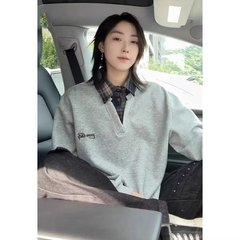厂家直销文艺简约百搭潮流新款原宿气质时尚慵懒假两件卫衣日系潮