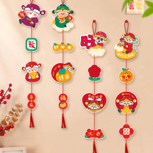 2025 Year of the Snake Housewarming Decorations Festive Hanging Ornaments Cute God of Wealth Cartoon Tags Scene Decoration Supplies