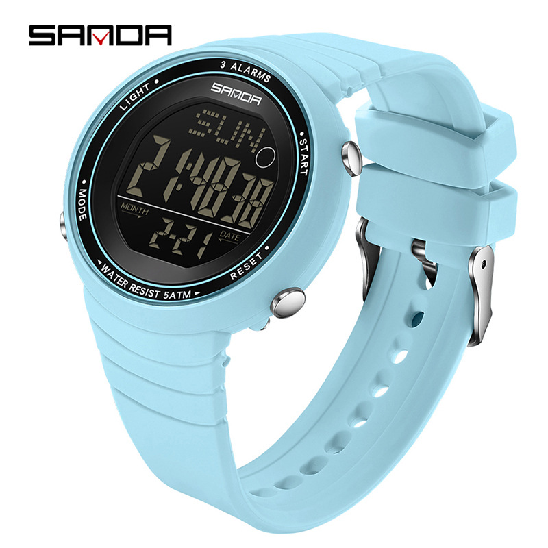 Sanda moda masculina y femenina silicona correa de reloj electrónico impermeable multifuncional reloj deportivo ligero y delgado de una sola pantalla luminosa