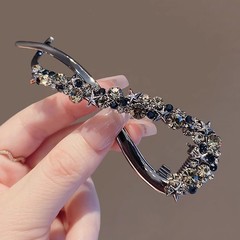 洋気の新型の軽い豪華な星の水ドリルの金属のねじりは気質の弧の形の高級感のヘアピンの後頭部の髪飾りの女性を挟みます。