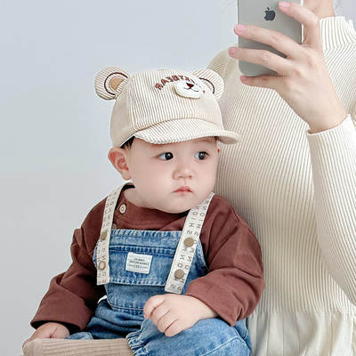 Baby hat autumn and winter warm windproof sunshade baseball cap spring cap boys and girls small month old