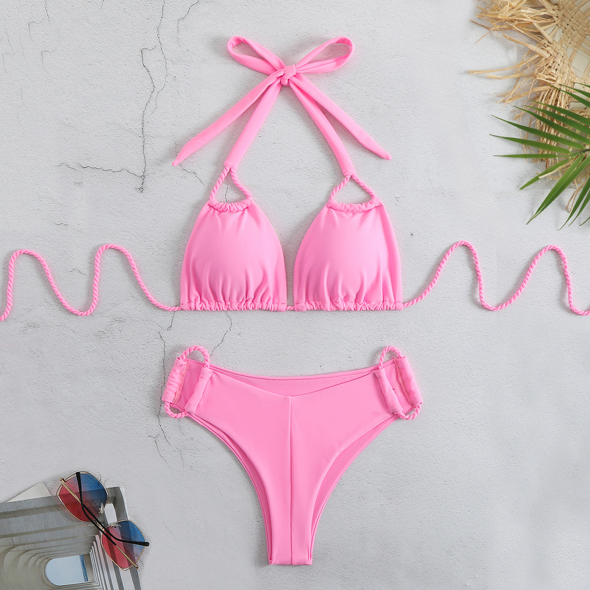 Bralette Bra Category Women's Solid Color 2 Pieces Set Bikinis Swimwear