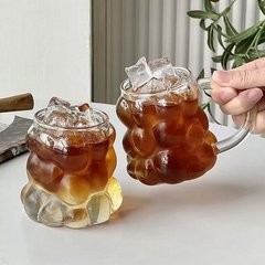 グレープカップメーカー 透明グレープウォーターカップ 朝食ミルクファットカップ シンプルハンドル付き高ホウケイ酸ガラスカップ