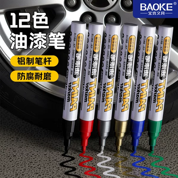 Baoke Large-Capacity Thick-Tip Oil-Based Painting Tire Graffiti Touch-Up Pen, Colorful Waterproof Non-Fading Industrial Paint Pen