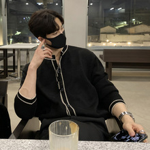 潮牌新款针织开衫男士春秋款宽松美式复古高街休闲毛衣外套男上衣