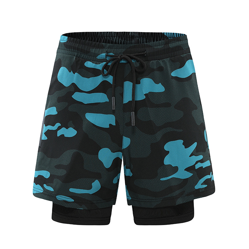 2022 nuevos pantalones deportivos falsos de dos piezas de verano para hombres de secado rápido transpirable de doble capa anti-exposición correr pantalones cortos de fitness hombres