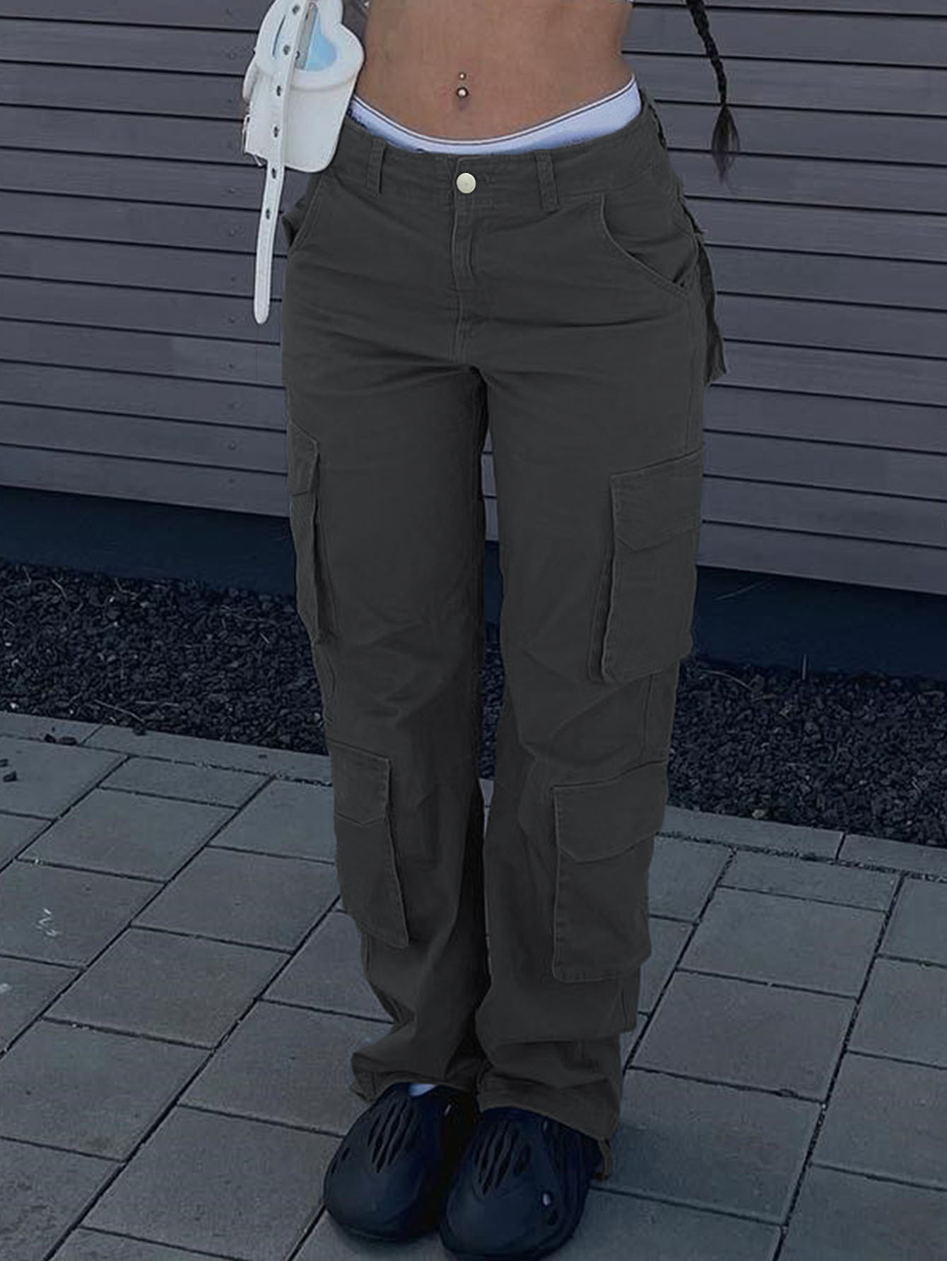 Vaqueros mujer tiro alto estilo workwear de pierna recta y ancha_voghion.com