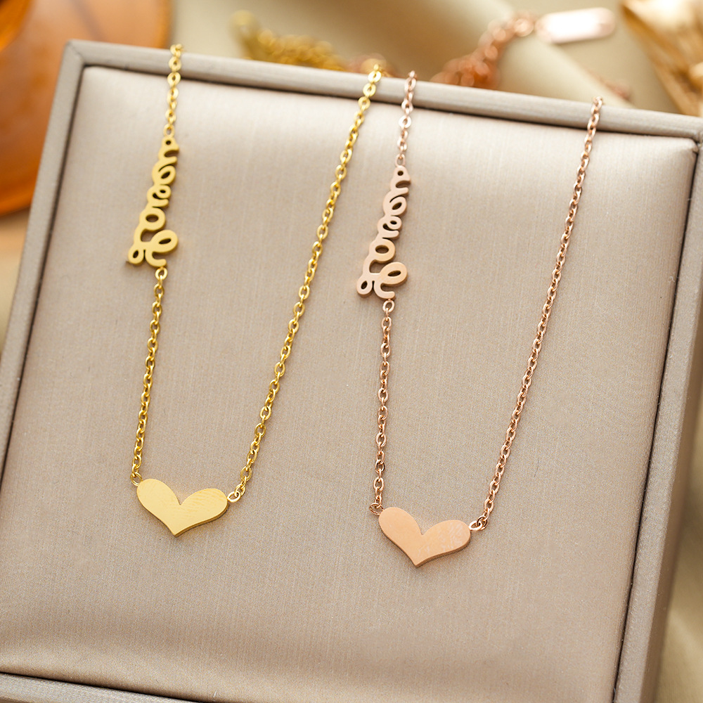 Cross-border Hot Sale Elegant and Personalized Women's Pure Titanium Steel Necklace with Electrolysis 18K Gold Clavicle Chain Necklace Jewelry Fadeless