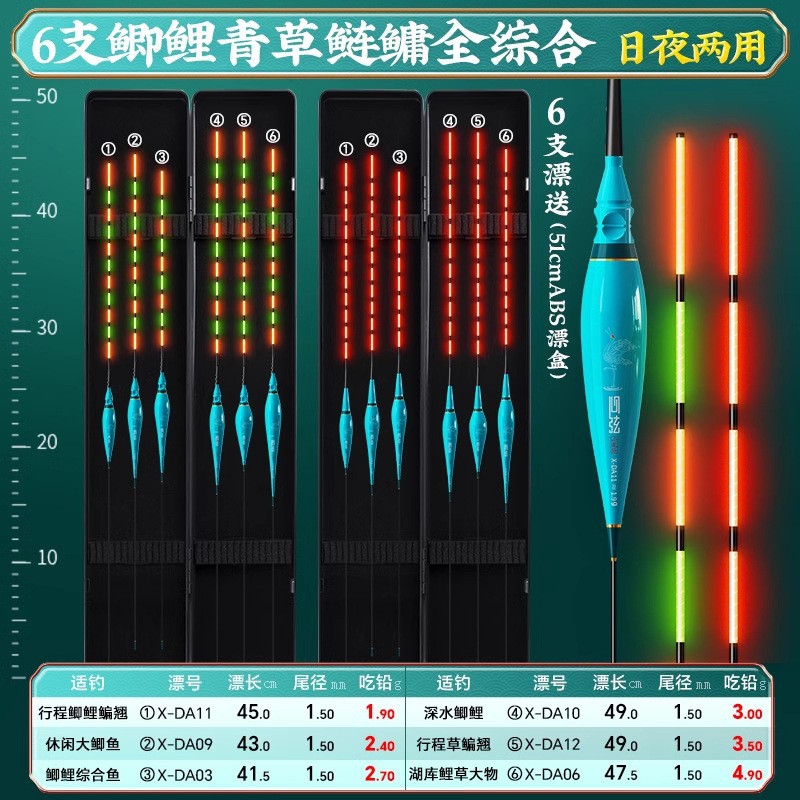 Pequeño traje de deriva luminosa Fengxian con caja de deriva al por mayor conjunto integral de múltiples aguas deriva de pescado anzuelo de mordida deriva de pescado crucian que cambia de color deriva de pescado